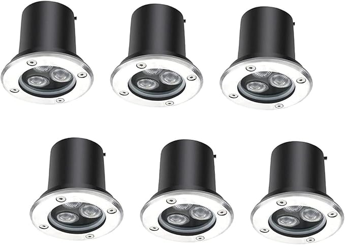 3W IP67 Waterproof Round LED Landscape Lights - Stainless Steel Recessed Spotlight for Garden Path Deck Yard and Garage