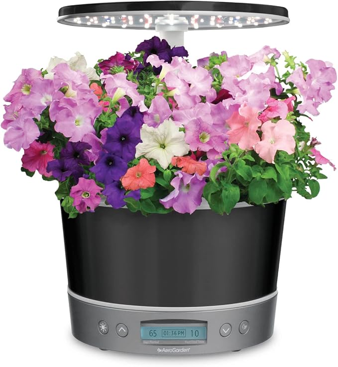 AeroGarden Harvest Elite 360 Indoor Garden Hydroponic System with LED Grow Light and Herb Kit Holds up to 6 Pods Platinum