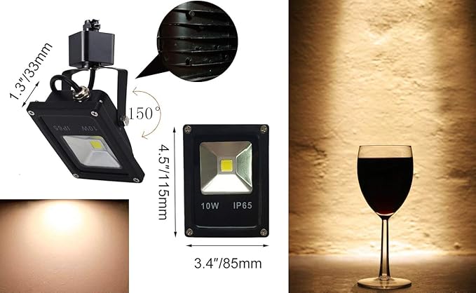 H Track Accent Light 10W LED Spot Light with H-Type Track Adapter Adjustable Spotlights Warm White Stage Light IP65 Waterproof for Shopwindow