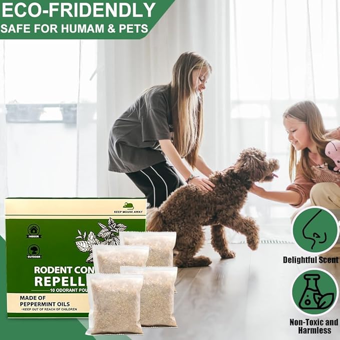 Rodent Repellent Pouches Natural Mouses Repellent Mice Deterrent Indoor Outdoor Peppermint Oil to Repel Rats RV Mouse Deterrent Keep Mouse Away for House Safe for Kids &ampPets -10P