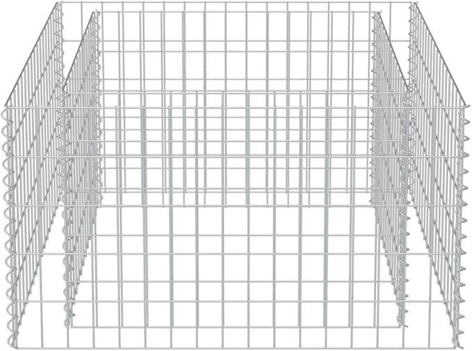 Galvanized Steel Gabion Planter Raised Bed Outdoor Garden Galvanized Steel Wire Mesh Grid Stone Wall Flower Raised Bed for Vegetables Flowers Plants 35.4x35.4x19.7