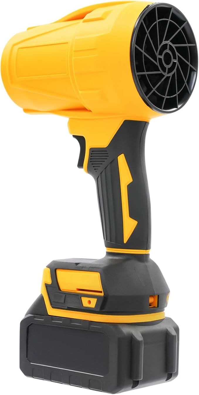 Handheld Electric Cordless Leaf Blower 21000RPM Leaf Blower with 540G Wind Pressure &amp 450W Power Handheld Blowers with 2 Battery &amp 1 Charger for Blow Leaves &amp Dust (Yellow)