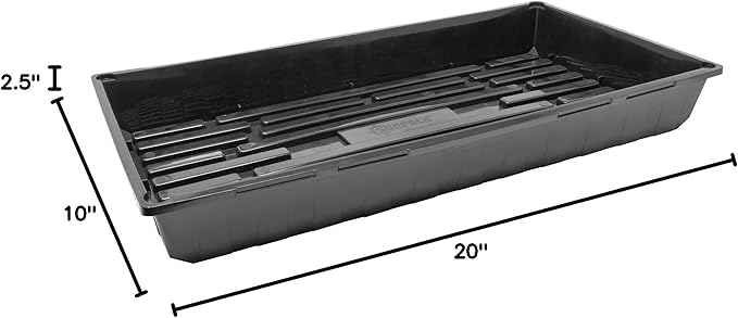 SUNPACK 10 x 20 Quad Thick Plastic Seed Starting Tray Black 2.5 - No Drainage Holes Perfect for Greenhouses or Indoor Gardening - Ideal for Seedlings and Cuttings