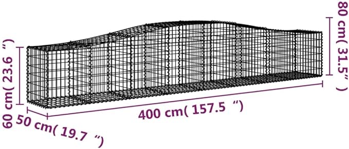 Galvanized Steel Gabion Planter Box Set of 3 Modern Outdoor Garden Bed 157.5x19.7x23.6 Extra Long Silver Raised Landscape Barriers for Patio Yard &amp Driveway