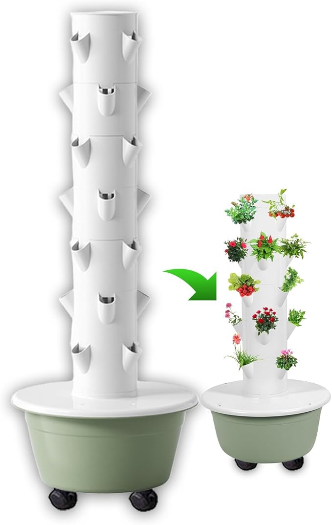 Soilless Growing System Hydroponics Growing System Vertical Tower Automated Aeroponics Indoor Tower Garden with LED Grow Lights C(36Pots)
