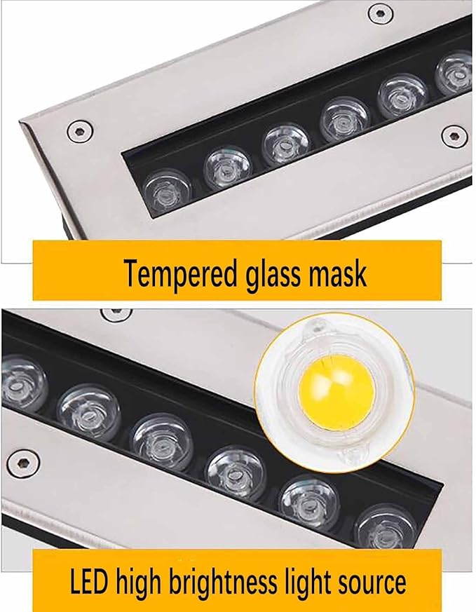 LED Underground Light - Outdoor Landscape Lamp Recessed LED Decking Lights Long Strip Ground Light Ip67 Waterproof Spotlight Simple and Modern Step DecoratiRed-6w