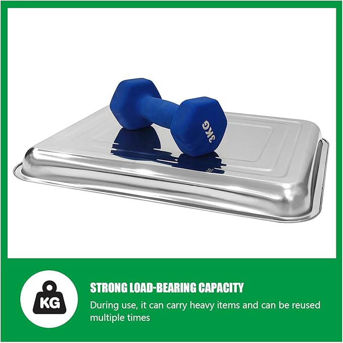 5 Pack Large Stainless Steel Seedling Trays Heavy Duty Metal Water Catch Trays for Nursery Pots-Transplant Seed Germination &amp Propagation Flats (17.5 inch×13.56 inch 1.18 Height)