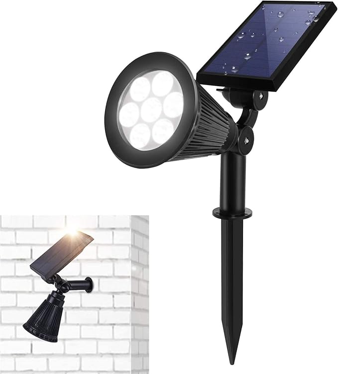 Solar Landscape Lights 7 LED Solar Spotlights 2 in 1 Security Light Solar Lights Outdoor Waterproof for TreePatioYard (Blue)