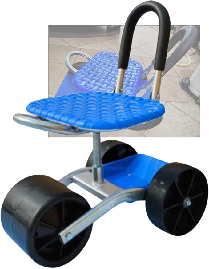 Height Adjustable Rolling Stool with Tool TrayGarden with Wheels and 360-Degree Swivel Seat for Outdoor Planting(3-Wheeled)