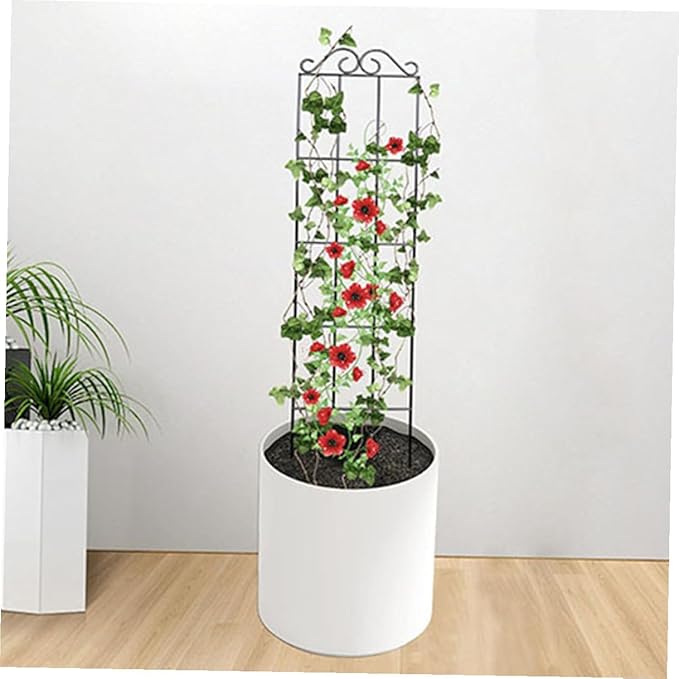 VILLCASE 4pcs Garden Plant Climbing Trellis Frame Metal Support for Vines Potted Plants Indoor Outdoor Gardening 50x15cm Black Climbing Stem Holder