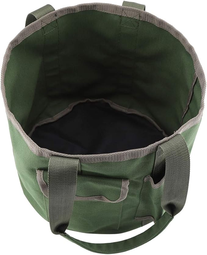 Yosoo Garden Tools Storage Bag Gardening Bucket Organizer with Pockets for Women Men Gardener Garden Tote Garden Tool Set Kit Green