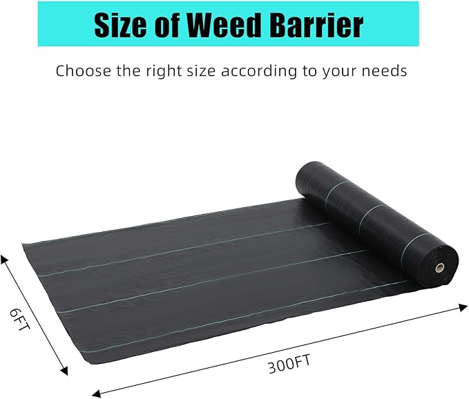 6ft X 300ft Weed Barrier Landscape Fabric Heavy Duty Towallmark Premium 2.4 oz Ground Cover Weed Block Gardening Mat Easy Setup &amp Superior Weed Control for Erosion Control Weed Barrier