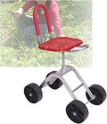 Garden Stool with Wheels Heightening Rolling Gardening Helper Bearing 150kg Adjustable Height 36-48cmfor Home Farms(Red4 Wheels)