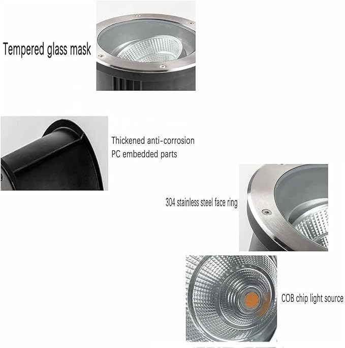 Underground Light LED - LED Beam Spotlight AC 24V Outdoor Buried Led Spot Lights IP67 ?Waterproof Adjustable Angle Embedded Ground Lamp Low Voltage LEDs Landscape Lights(Green20W) (White 30W)