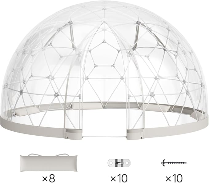 VEVOR Garden Dome Tent 12 x 7.2 ft Clear Bubble Tent House for 4-7 Person Waterproof PVC Geodesic Dome Greenhouse with Ventilated Window Outdoor Igloo Tents for Patio Backyard Party Camping