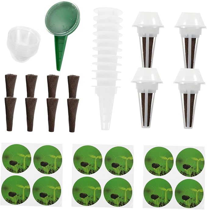 KESYOO Hydroponic Growing Baskets Set for Indoor Plants 24-Piece Plant Containers with Humidity Dome for Seedling and Mushroom Cultivation