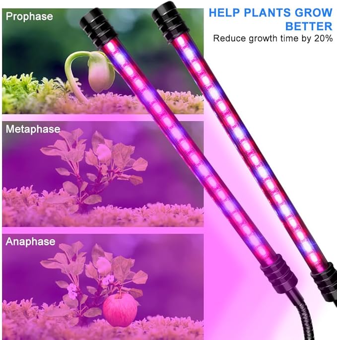 45W LED Full Spectrum Plant Light 5Level Dimmable 5V Flowers Planting Lights Auto On/Off Sunlight Seeds Fill Light 360°Adjustable Angle Vegs Hydroponic Lighting UV/IR Greenhouse Tent Succulent
