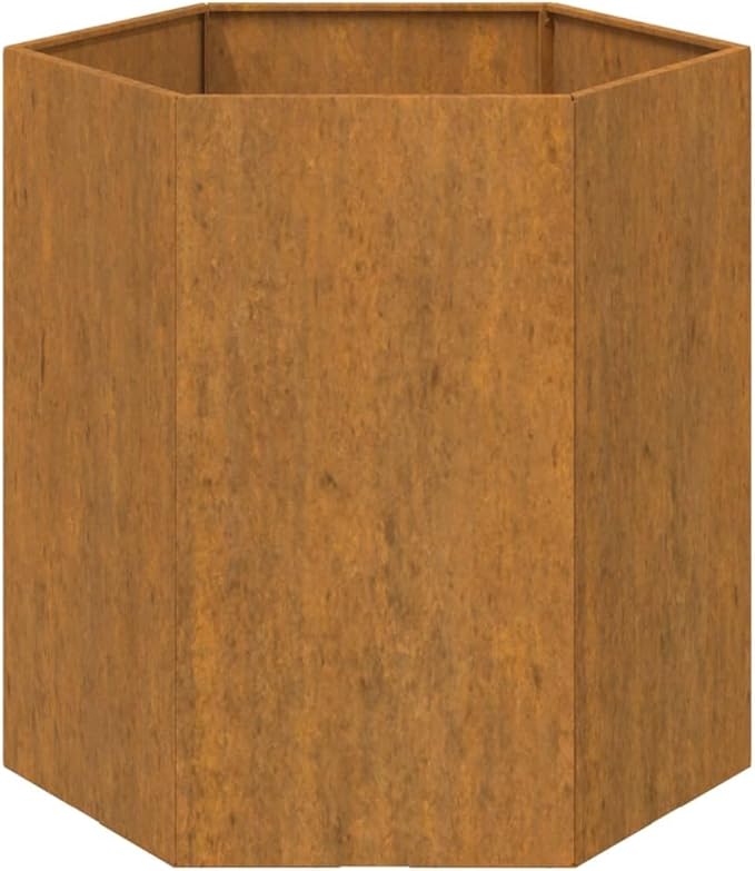 Rusty Corten Steel Square Planter 15.7 inch Outdoor Decorative Metal Planter Box for Garden Weathered Finish Raised Garden Bed for Plants