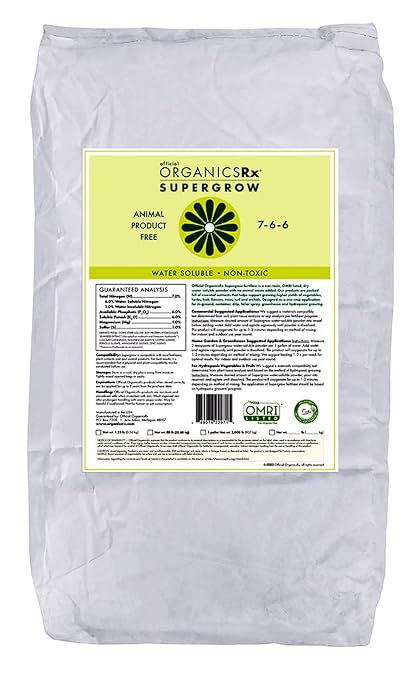 Supergrow 7-6-6 Fertilizer Powder for Plants/Gardening 20lb - Water-Soluble Powder Grow Bigger Yields - Ideal for All Vegetables Fruits Flowers or Trees