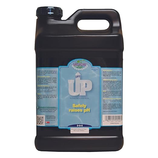 Microbe Life Hydroponics pH Up pH Control Liquid Premium Buffering for pH Stability Increases pH Levels Use with Any Feeding Systems Including Hydroponics or Soil 2.5 Gallons