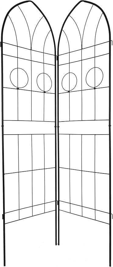 Metal Garden Trellis Rustproof Trellis for Climbing Plants Outdoor Flower Support with Pot Holders Sturdy Screen and Corner Configuration Easy Assembly Powder Coated (Black2)