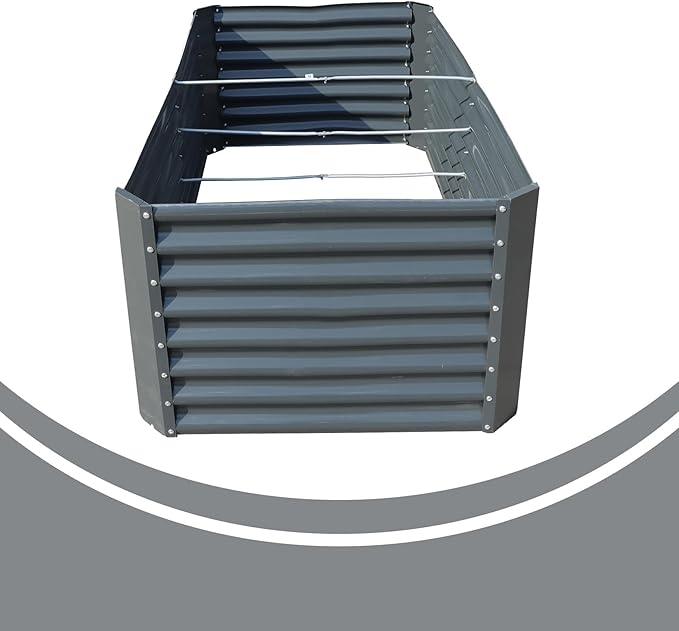 6x3x2Ft Outdoor Metal Raised Garden Bed Flower Box 269 Gallons Gray for Outdoor Vegetable Flowers Fruit and Planting Tools