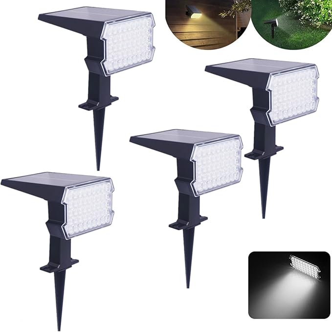 4Pcs RGB Solar Spot Lights Outdoor Garden28 LED 3 Modes IP65 Waterproof Garden Uplighters Solar PoweredAuto ON/Off Dusk Till Dawn Landscape Spotlights for YardDrivewayPathway(Sw2804-rgb10PCS)
