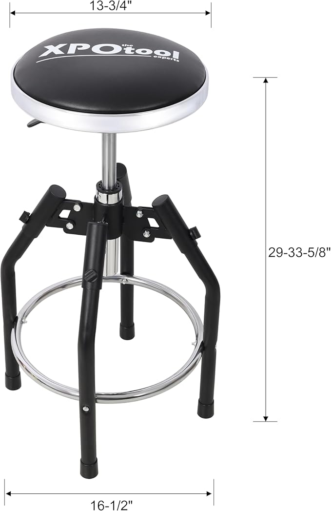 Heavy Duty Hydraulic Shop Stool with 360° Swivel Adjustable Mechanic Seat with Foot Rest 330LBS Capacity for Garage Workshop Industrial Use