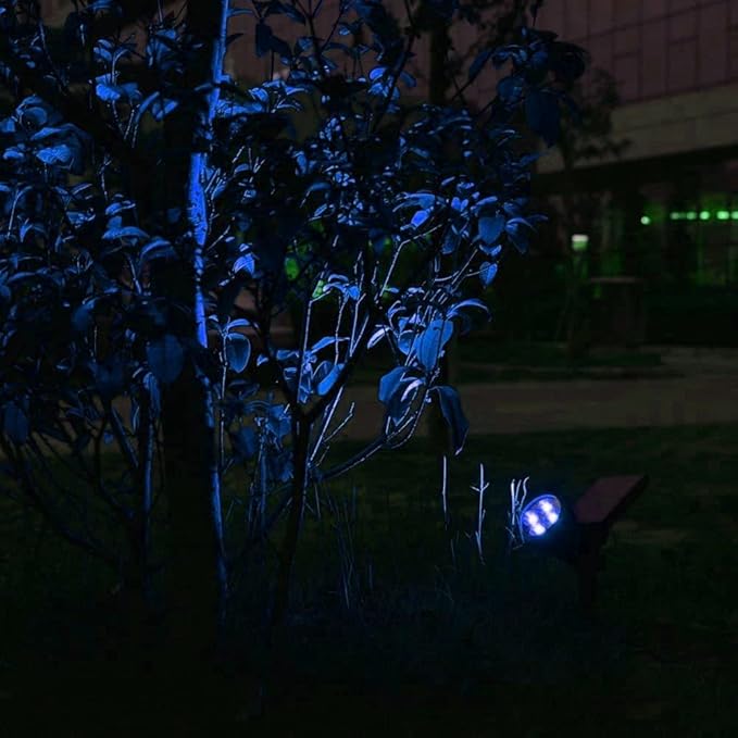 Solar Spotlights 4LED Solar Landscape Spotlights Solar Landscape Lights Waterproof 2-in-1 Multi Use Outdoor Wall Lights (Blue)
