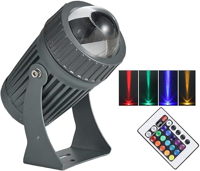 LED Beam Spotlight 10W IP65 Narrow Beam Floodlights Waterproof RGB with Remote Control Rotation Spotlight Adjustable Angle Up Lights(RGB12V)