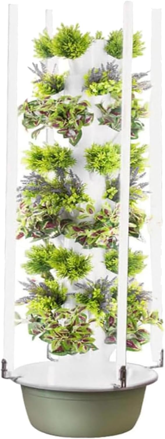 Hydroponic Tower(5 Floors/7 Floors/9 Floors) Hydroponic Growing System LED Light + Adapters + Water Pump for Indoor Herbs Fruits and Vegetables9Layer