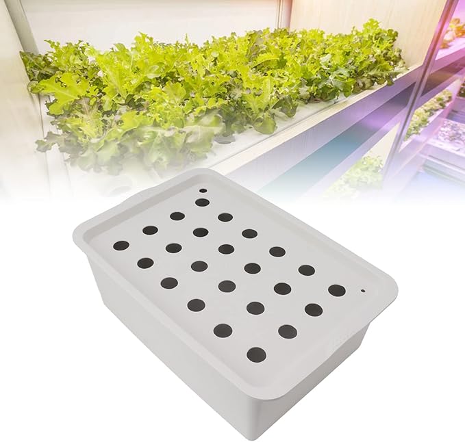 Hydroponics Growing System 24 Holes Gray Hydroponic System Planter Box with Timer and Oxygen Pump for Fast Plant Growth (US Plug 110V)