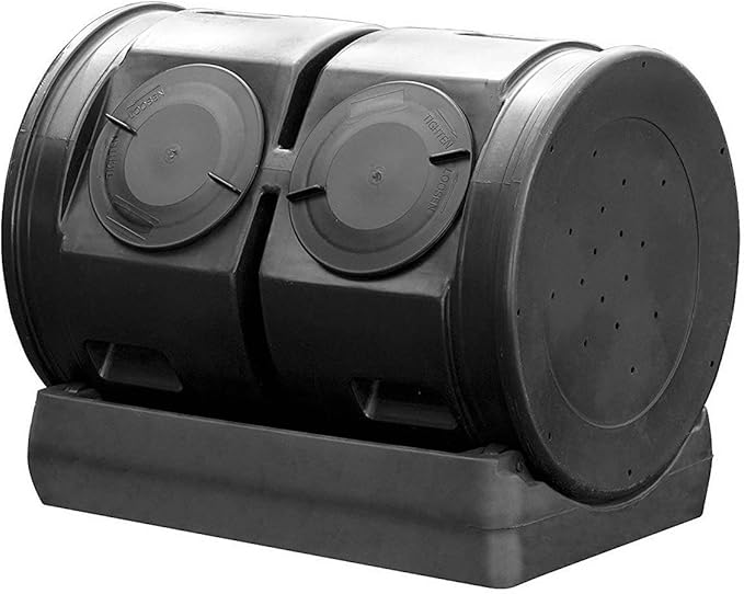 Good Ideas Compost Wizard Outdoor Garden Dual Tumbler Compost Container Black