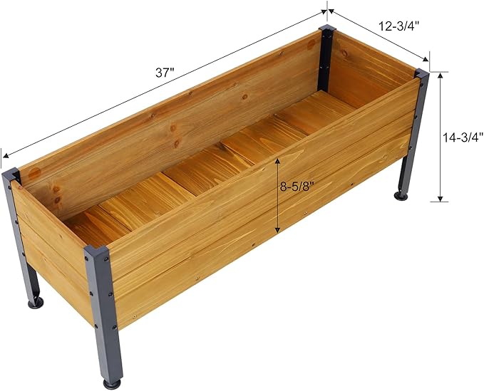 Outdoor Wood Garden Planter Box Raised Bed for Plants Elevated Herbs Vegetables Flowers