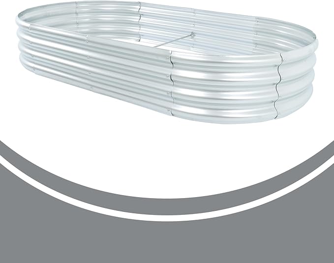 2 Pack 6x3x1Ft Outdoor Metal Raised Garden Bed Flower Oval Floor Planting Box Garden Bed Flowers for Planting Vegetables Herbs Flowers