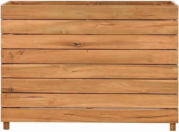 vidaXL Planter Flower Box - Recycled Teak Raised Bed with Adjustable Steel Rack for Patio/Garden