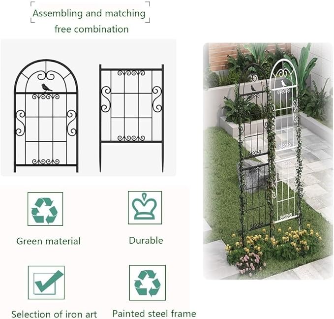 Iron Plant Trellis for Climbing Plants Support Outdoor/Indoor 1-Pack Garden Trellis for Potted Plants Tomato/Rose Plant Vine Support(Color:WhiteSize:185 * 52cm/72.8 * 20.5in)