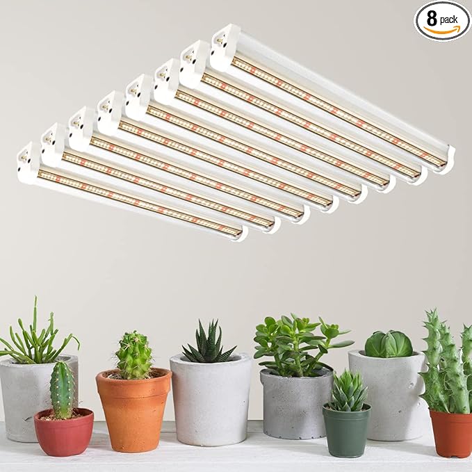 GYTF T5 Grow Lights 408 LED-Bulb White Full Spectrum High PPFD Plant Light Strips for Indoor Plants Growing Greenhouse Seeds Starting Succulents Expandable Design (8x10W 400W Equivalent)