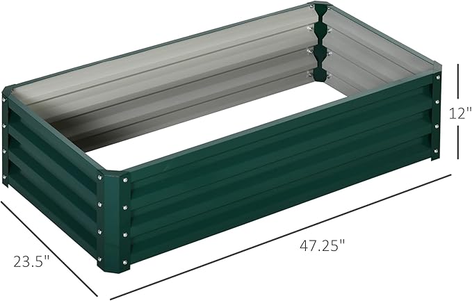 Raised Garden Bed 4' x 2' x 1' Galvanized Planter Box Raised Bed for Vegetables Flowers Plants Green