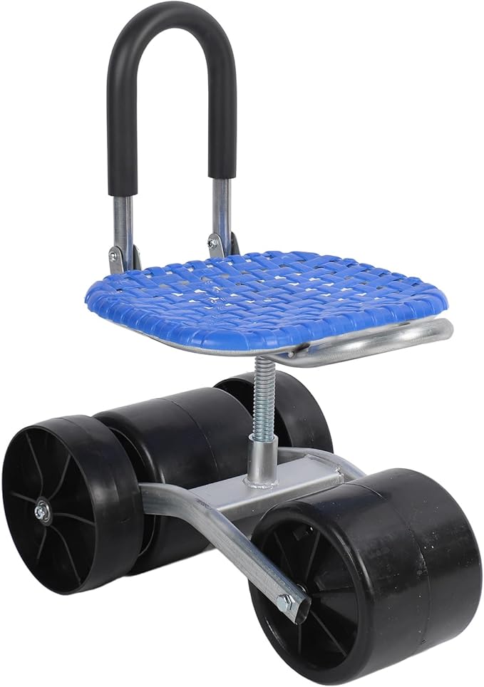 Focket Garden Seat with Wheels Rolling Garden Cart with 360 Degree Swivel Seat and Adjustable Height for Outdoor Grass Planting Care Patio