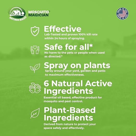 Mosquito Magician Liquid Concentrate - Kills Mosquitoes Fleas and Fire Ants - Use with Pump or Backpack Sprayers Foggers or Automatic Misting Machines - Ideal for Yards Lawns Patios - 1 Gallon