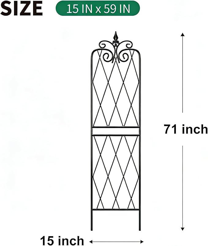 2 Pack 71 H x15 W TrellisBlack Garden Trellis for Climbing Plants Outdoor Metal Frame Sturdy Trellis for Rose