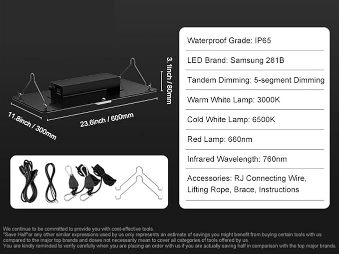 Board LED Grow Light Full Spectrum Phyto Lamp for Greenhouse Growing Indoor Plants Vegetables Growth(200W)