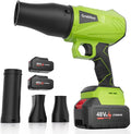 Leaf Blower Cordless 48 V Dual Batteries 30000 RPM Turbo Jet Blower with Extended Nozzles Premium Lightweight Handheld Set for Lawn Care Leaf/Car/Snow/Dust Cleaning in Patio &amp Yard Green