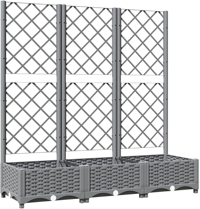Garden Planter Light Grey Polypropylene Large Planters with Trellis for Climbing Plants Outdoor Raised Garden Bed for Patio Balcony 47.2x15.7x47.8in