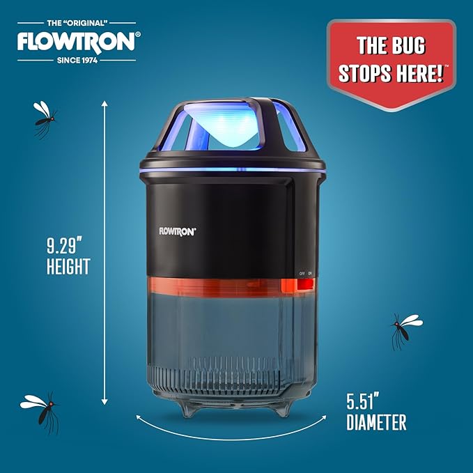 Flowtron Indoor Bug Trap | UV Light Mosquito Trap with Fan 860 Sq Ft Coverage USB-C Powered Insect Catcher for Kitchen Bedroom Restaurant | Quiet Fly Trap for Indoor Use