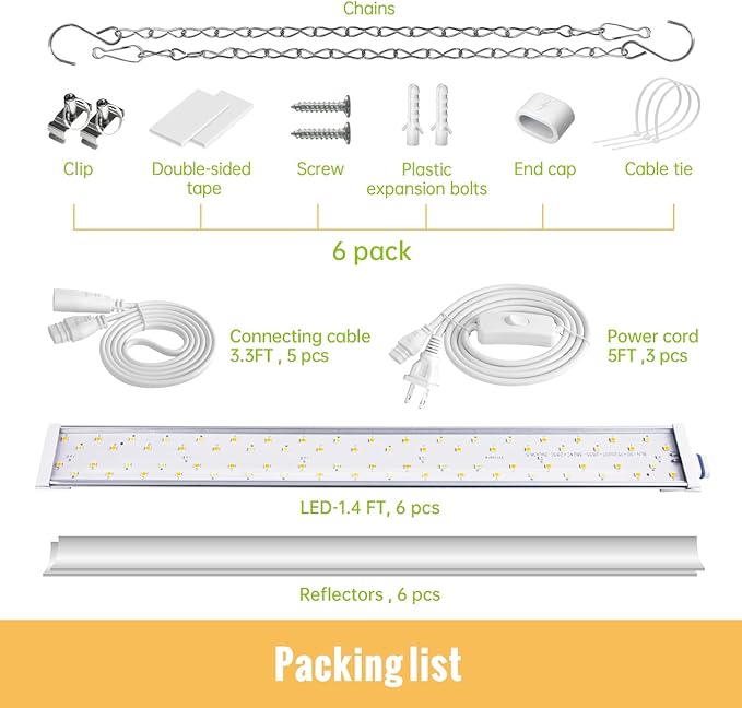 1.4FT Hanging Grow Light f+ 4-Tier Greenhouse 27 L x 19 W x 63 HWhite