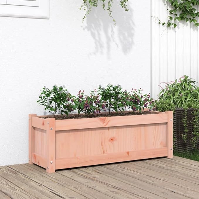 Wooden Garden Planter Box Outdoor Flower Box Wood Flower Boxes for Outdoor Plants Raised Garden Bed Planter Box 35.4x12.2x12.2 Solid Wood Douglas-275