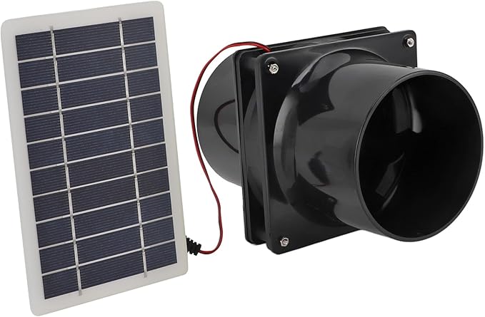CHICIRIS Solar Powered Exhaust Fan Automatic Ventilation System Solar Ventilation Fan Durable Design for Small Space Ventilation for Chicken Coop Greenhouse Garage and Pet Enclosures