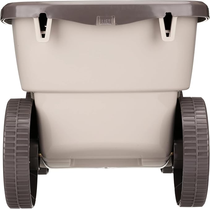 Outdoor Rolling Garden Scooter with Wheels &amp Pull Strap Light Taupe